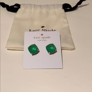 Kate Square Square Stud Earrings - Green
